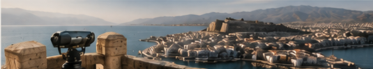 View over a Greek coastal town